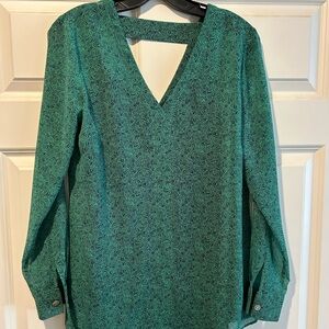 Green V-Neck Women's Top